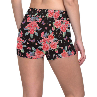 Camellia Pattern Print Design CM03 Yoga Shorts