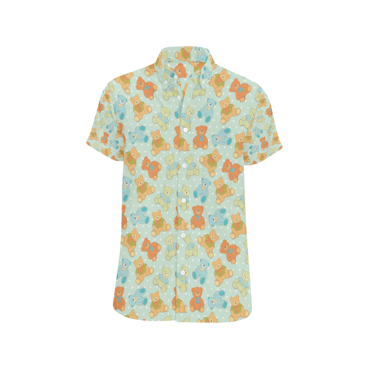 Bear Pattern Print Design 02 Men's Short Sleeve Button Up Shirt