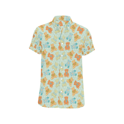 Bear Pattern Print Design 02 Men's Short Sleeve Button Up Shirt