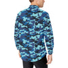 Camo Blue Pattern Print Design 04 Men's Long Sleeve Shirt