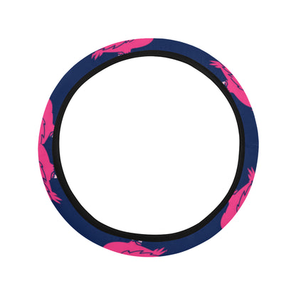 Pink Flamingo Pattern Steering Wheel Cover with Elastic Edge