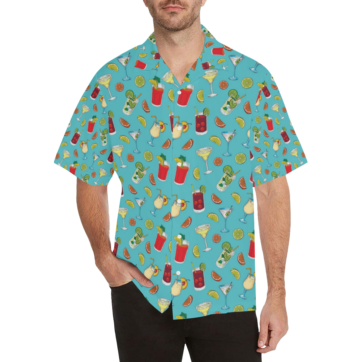 Cocktail Pattern Print Design 05 Men's Hawaiian Shirt