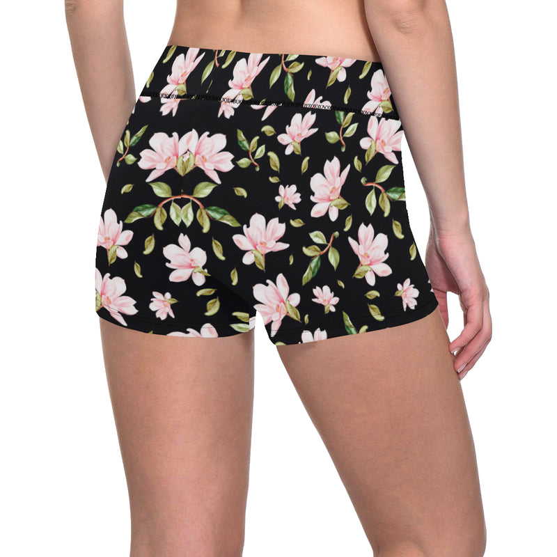 Magnolia Pattern Print Design MAG01 Yoga Shorts