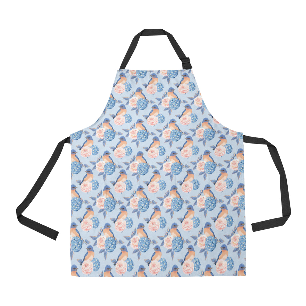 Bluebird Pattern Print Design 01 Apron with Pocket