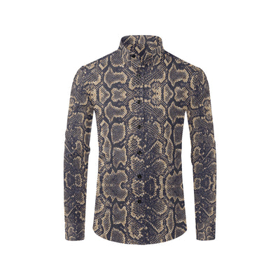 Snake Skin Pattern Print Men's Long Sleeve Shirt