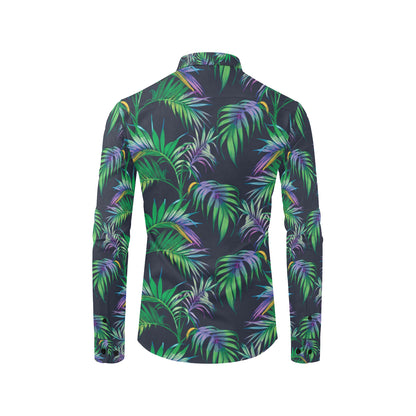 Palm Leaves Pattern Print Design PL04 Men's Long Sleeve Shirt