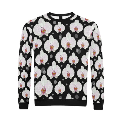 Orchid White Pattern Print Design OR09 Men Long Sleeve Sweatshirt