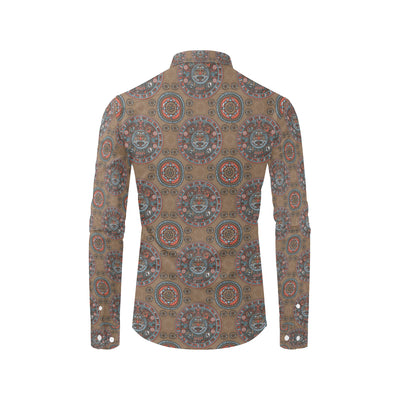 Calendar Aztec Pattern Print Design 03 Men's Long Sleeve Shirt