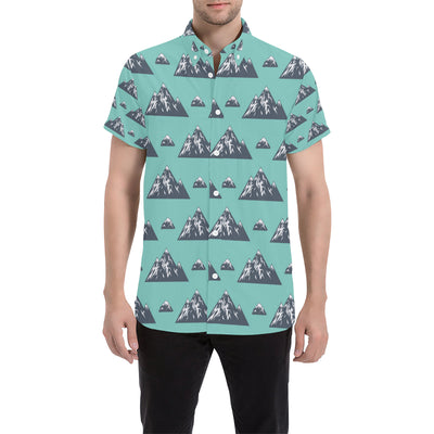 Mountain Pattern Print Design 01 Men's Short Sleeve Button Up Shirt