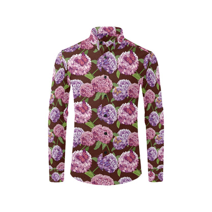 Hydrangea Pattern Print Design HD08 Men's Long Sleeve Shirt