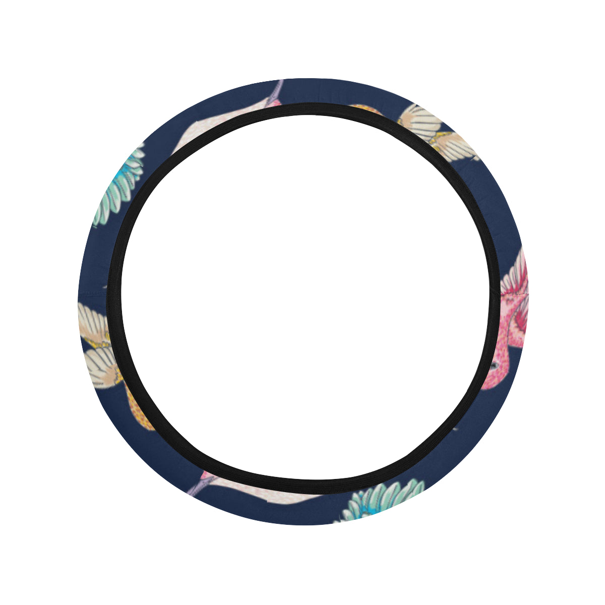 Hummingbird Cute Pattern Print Design 01 Steering Wheel Cover with Elastic Edge