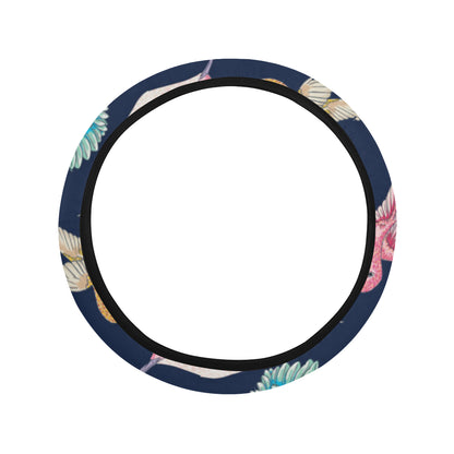 Hummingbird Cute Pattern Print Design 01 Steering Wheel Cover with Elastic Edge
