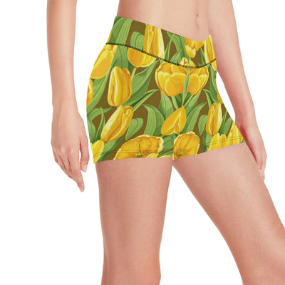 Tulip Yellow Pattern Print Design TP010 Yoga Shorts