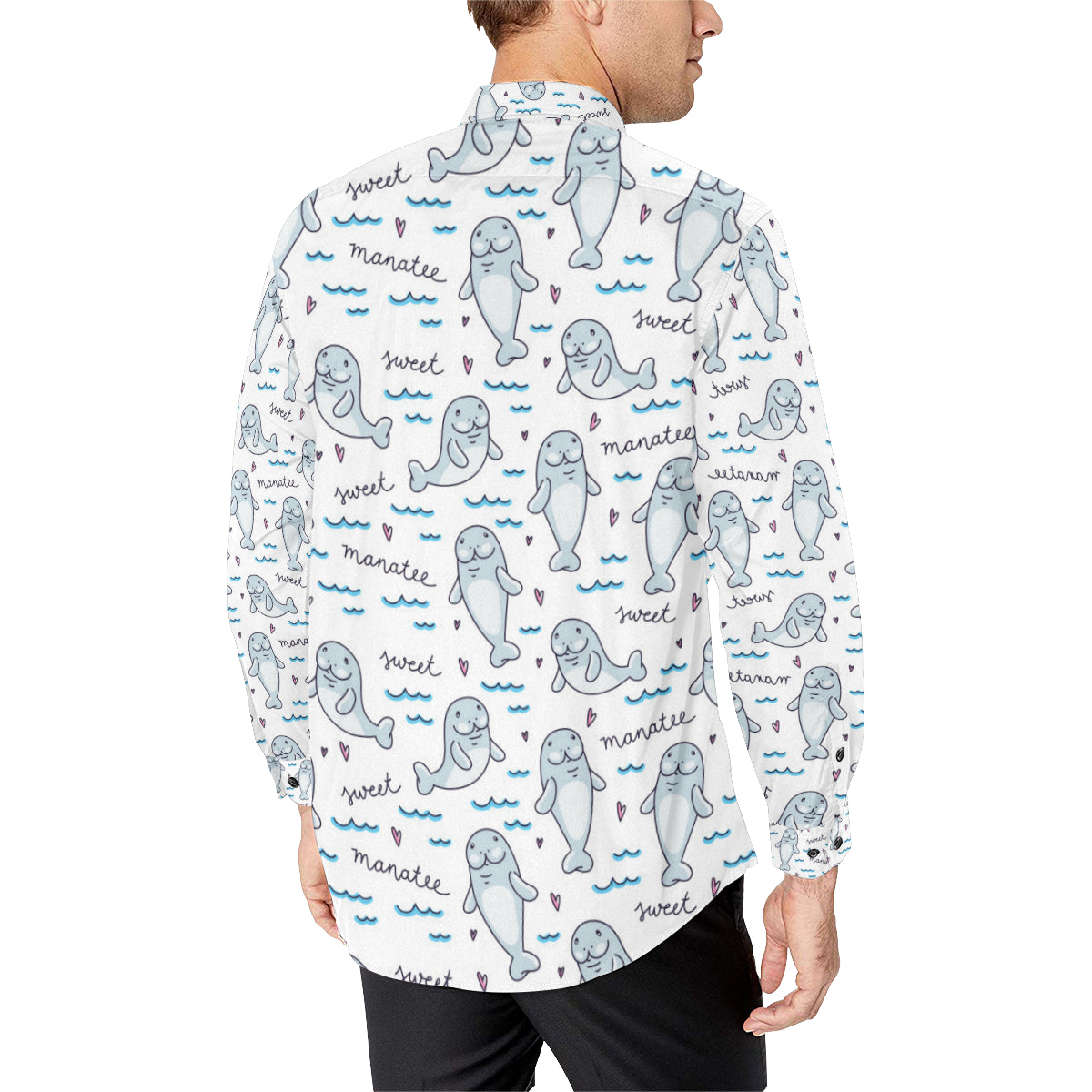 Manatee Baby Pattern Print Design 03 Men's Long Sleeve Shirt