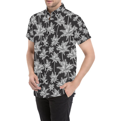 Palm Tree Pattern Print Design PT03 Men's Short Sleeve Button Up Shirt