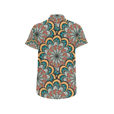 Mandala Pattern Print Design 01 Men's Short Sleeve Button Up Shirt