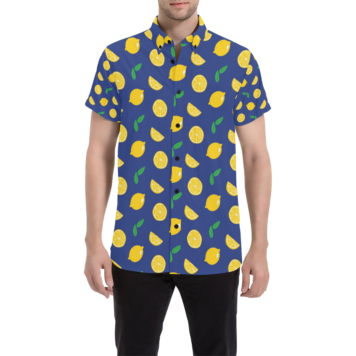 Citrus  Pattern Print Design 02 Men's Short Sleeve Button Up Shirt