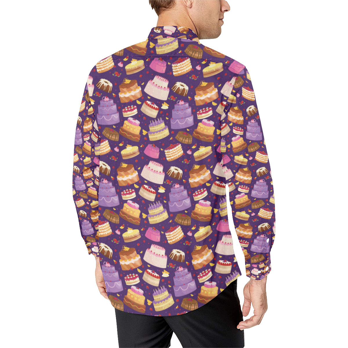 Cake Pattern Print Design 05 Men's Long Sleeve Shirt