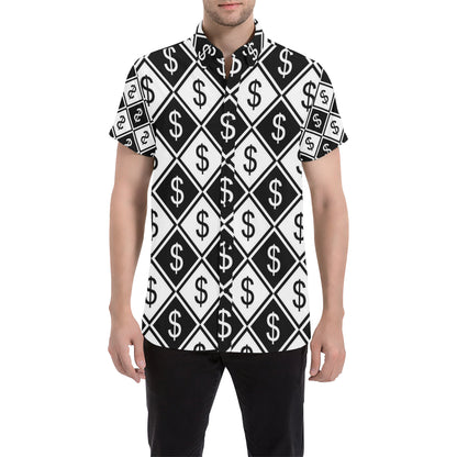 Money Pattern Print Design 04 Men's Short Sleeve Button Up Shirt