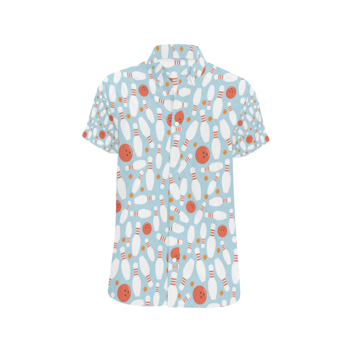 Bowling Pattern Print Design 09 Men's Short Sleeve Button Up Shirt