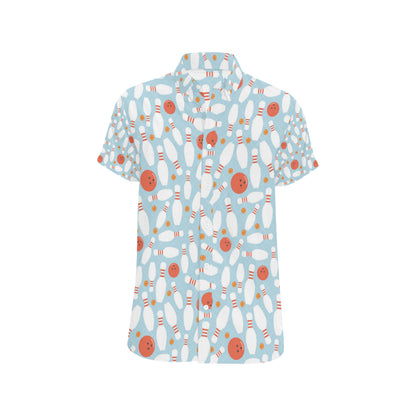 Bowling Pattern Print Design 09 Men's Short Sleeve Button Up Shirt