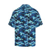 Camo Blue Pattern Print Design 04 Men's Hawaiian Shirt