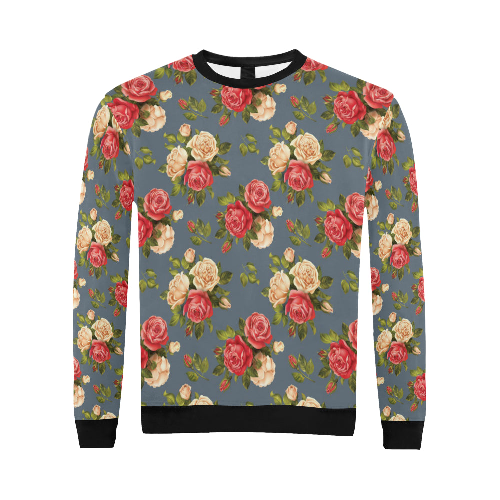 Rose Pattern Print Design RO017 Men Long Sleeve Sweatshirt
