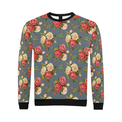 Rose Pattern Print Design RO017 Men Long Sleeve Sweatshirt