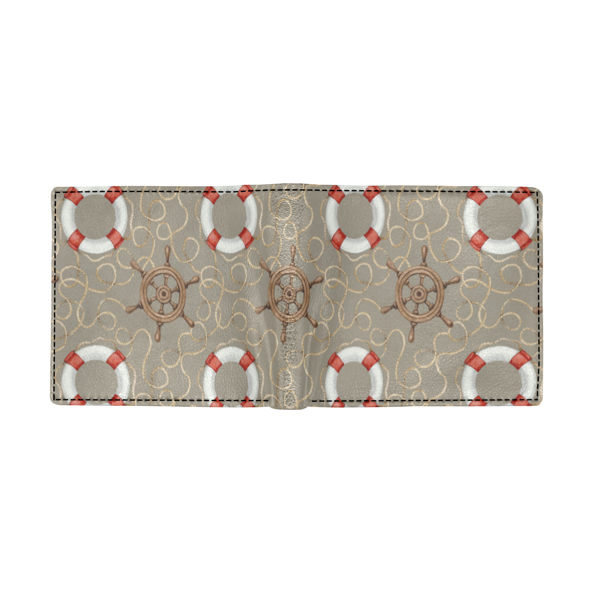Nautical Pattern Print Design A02 Men's ID Card Wallet