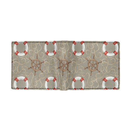 Nautical Pattern Print Design A02 Men's ID Card Wallet