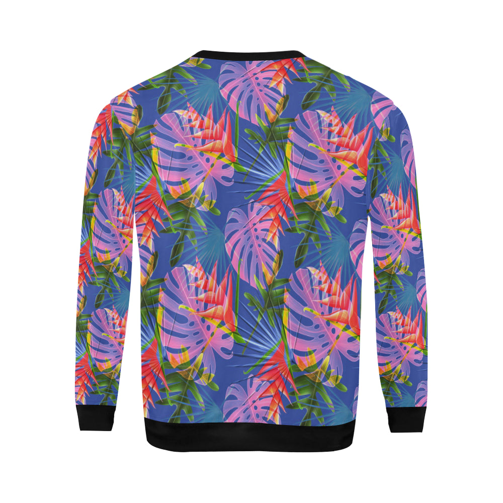 Tropical Flower Pattern Print Design TF025 Men Long Sleeve Sweatshirt