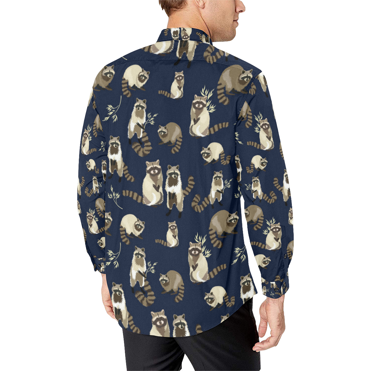 Raccoon Pattern Print Design A06 Men's Long Sleeve Shirt