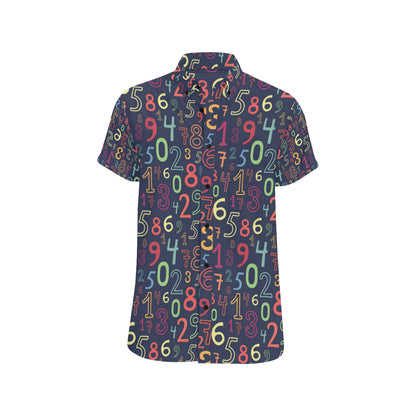 Number Pattern Print Design A01 Men's Short Sleeve Button Up Shirt