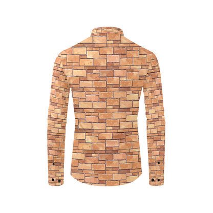 Brick Pattern Print Design 01 Men's Long Sleeve Shirt