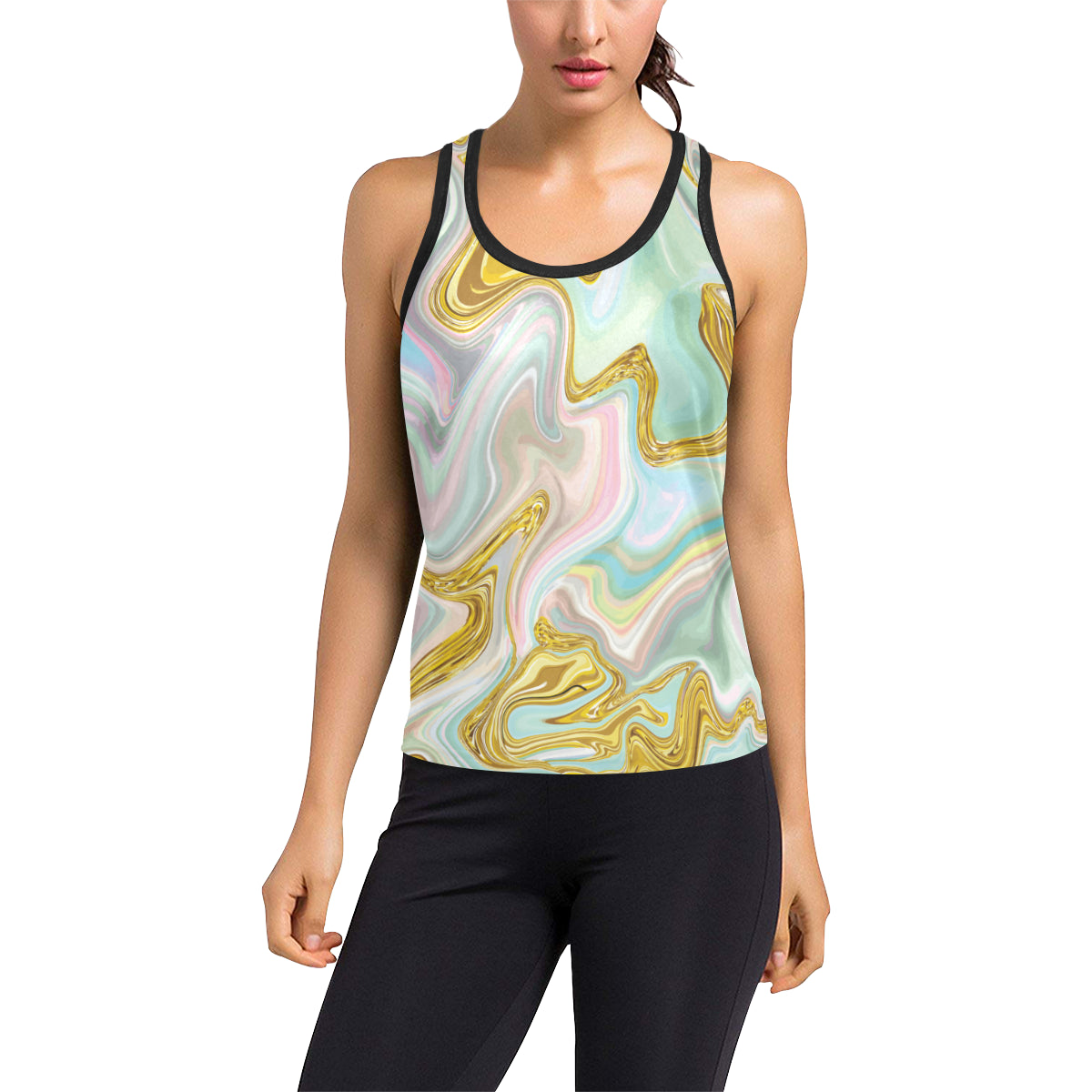 Gold Sweet Marble Women's Racerback Tank Top