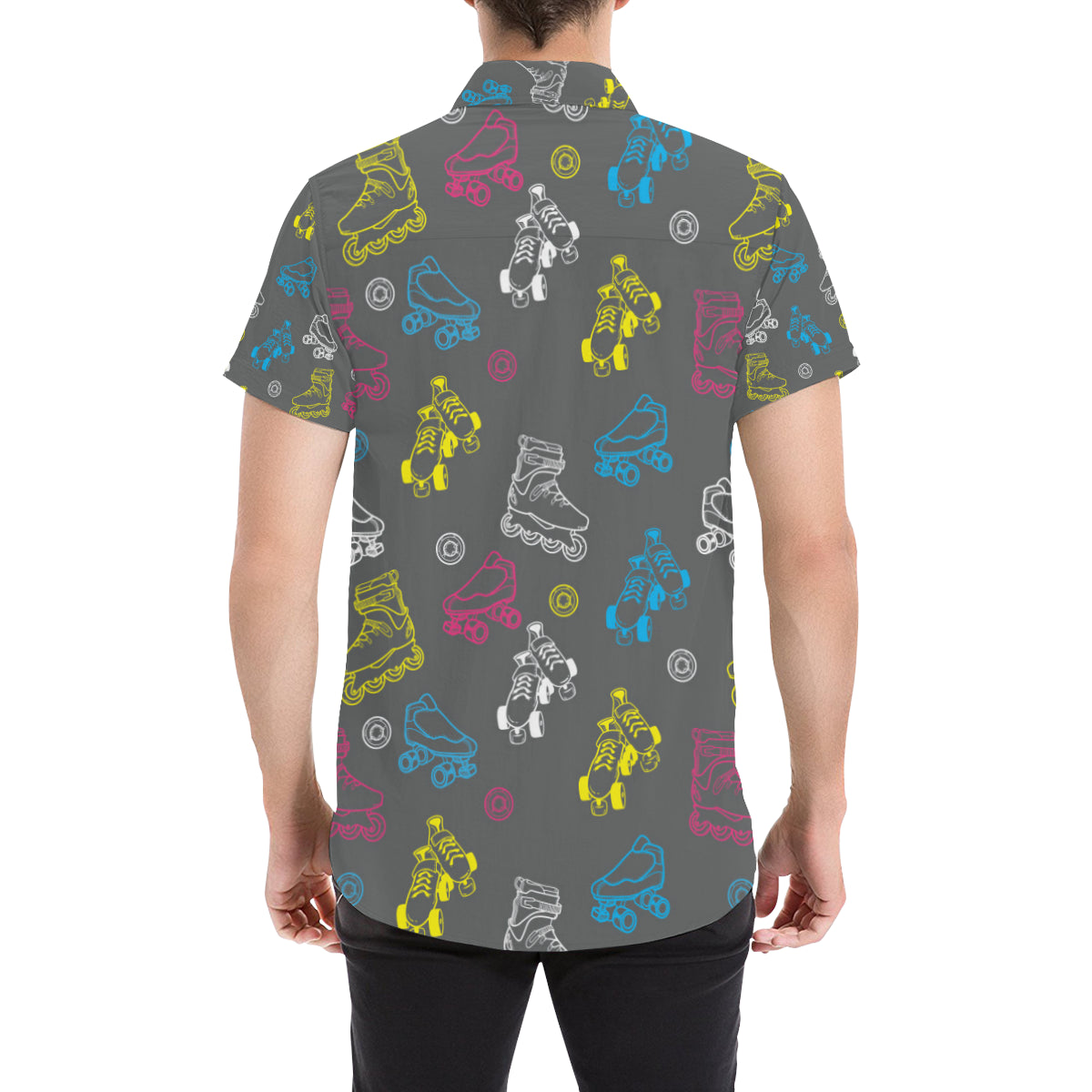 Roller skate Pattern Print Design A02 Men's Short Sleeve Button Up Shirt