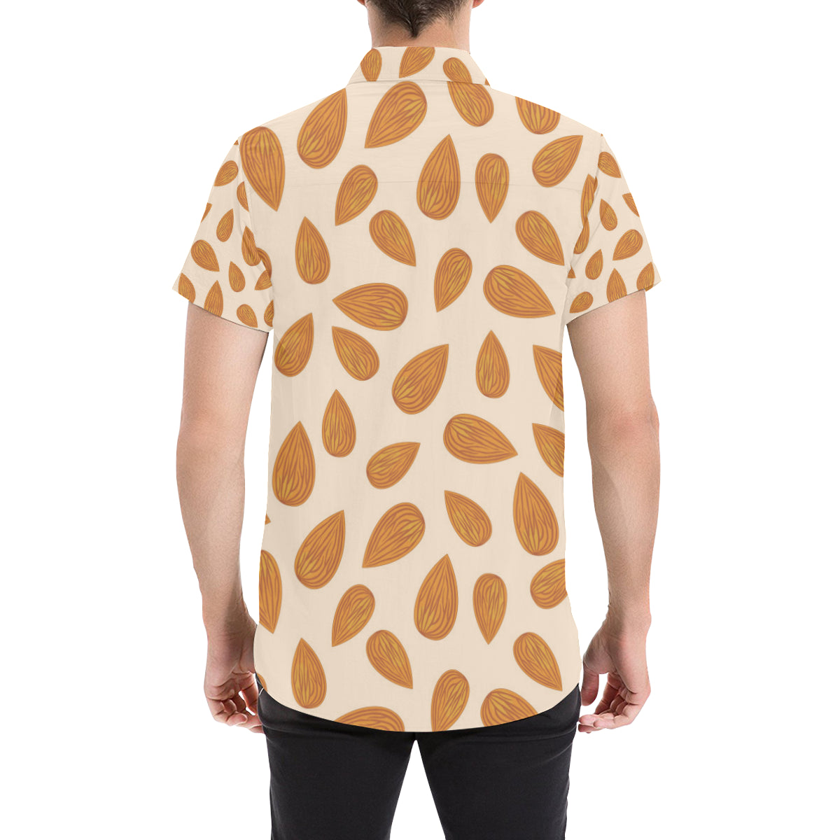 Almond Pattern Print Design 03 Men's Short Sleeve Button Up Shirt
