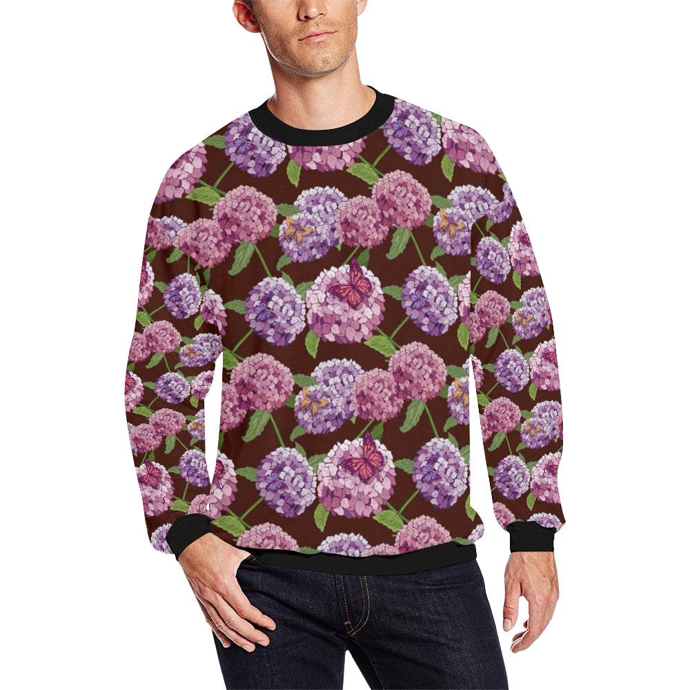 Hydrangea Pattern Print Design HD08 Men Long Sleeve Sweatshirt