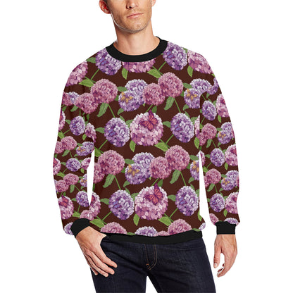 Hydrangea Pattern Print Design HD08 Men Long Sleeve Sweatshirt