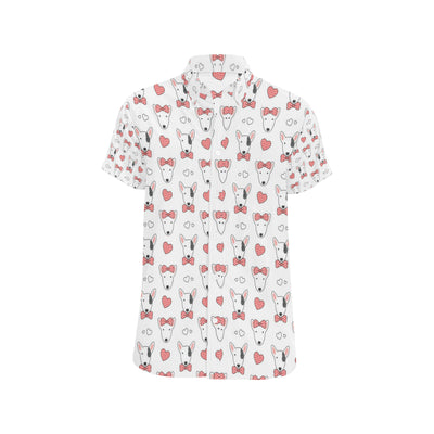 Bull Terriers Pattern Print Design 08 Men's Short Sleeve Button Up Shirt