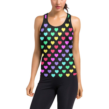 Heart Rainbow Pattern Print Design HE02 Women's Racerback Tank Top