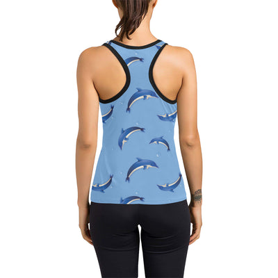 Dolphin Blue Print Women's Racerback Tank Top