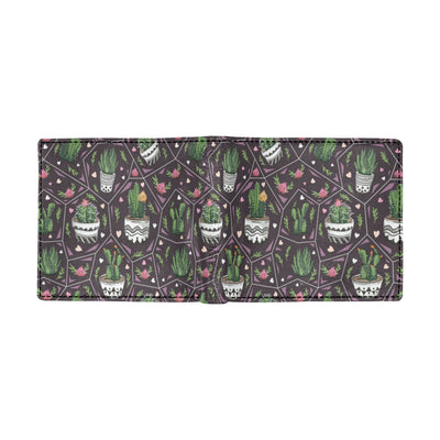 Cactus Pattern Print Design 03 Men's ID Card Wallet