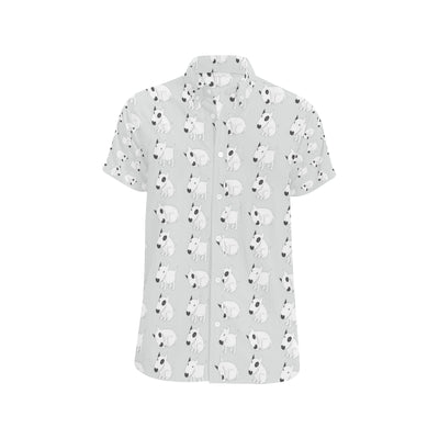 Bull Terrier hand draw Print Pattern Men's Short Sleeve Button Up Shirt