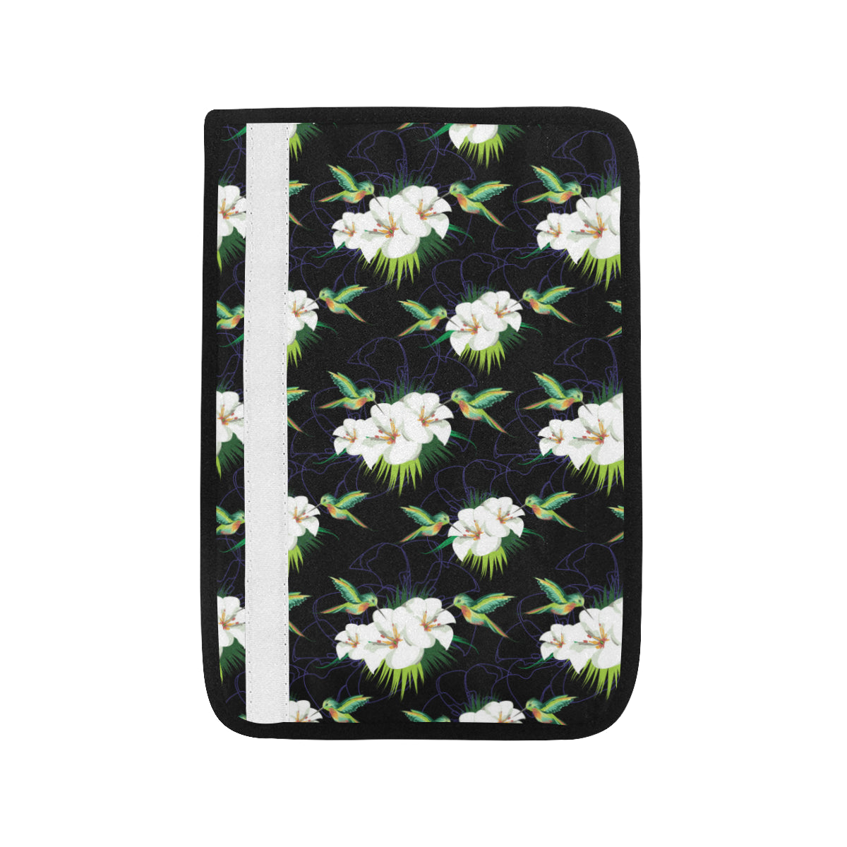 Hummingbird with Flower Pattern Print Design 03 Car Seat Belt Cover