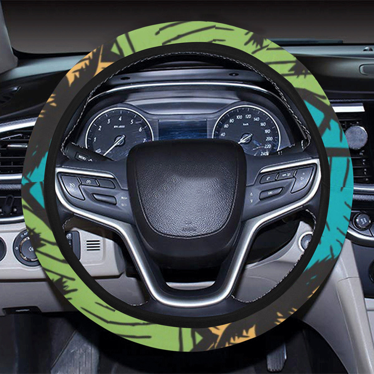 Palm Tree Pattern Print Design PT09 Steering Wheel Cover with Elastic Edge