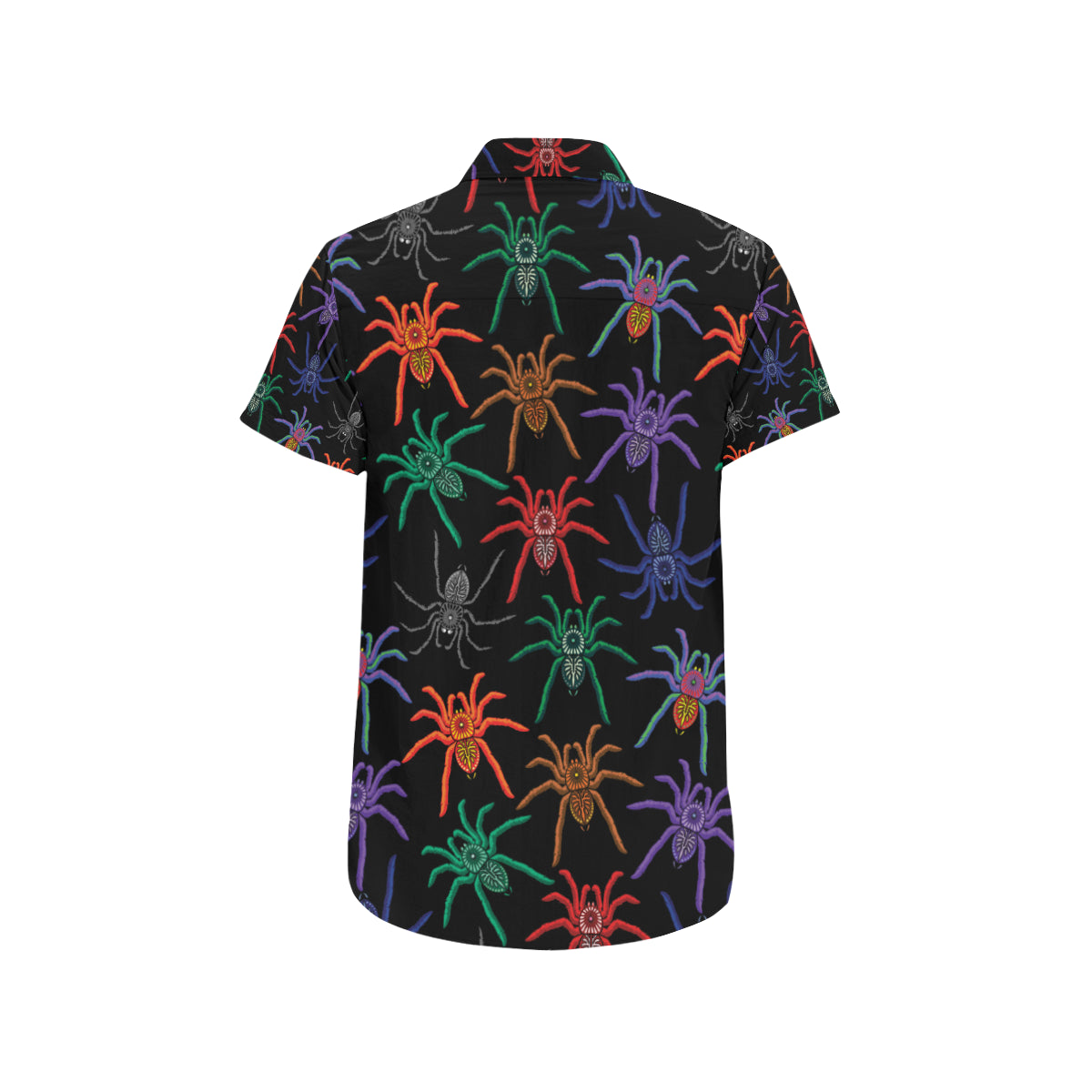 Tarantula Neon Color Pattern Print Design 03 Men's Short Sleeve Button Up Shirt