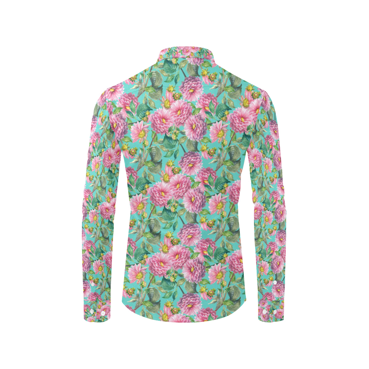 Dahlia Pattern Print Design DH07 Men's Long Sleeve Shirt