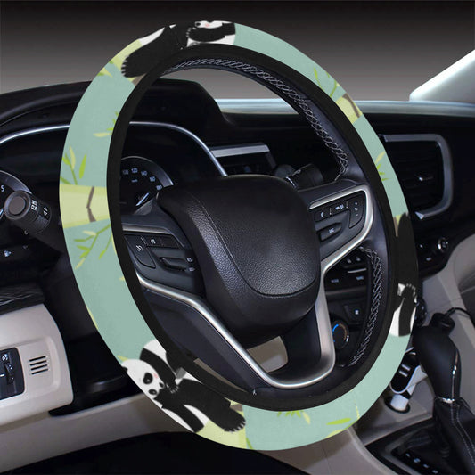 Panda Pattern Print Design A03 Steering Wheel Cover with Elastic Edge