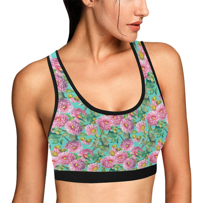 Dahlia Pattern Print Design DH07 Sports Bra